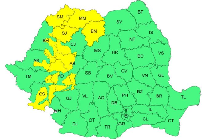 Vreme nefavorabilă în cea mai mare parte a țării. ANM a emis avertismente cod galben pentru precipitații, ninsoare, viscol și vânt puternic. Interval de încălzire.