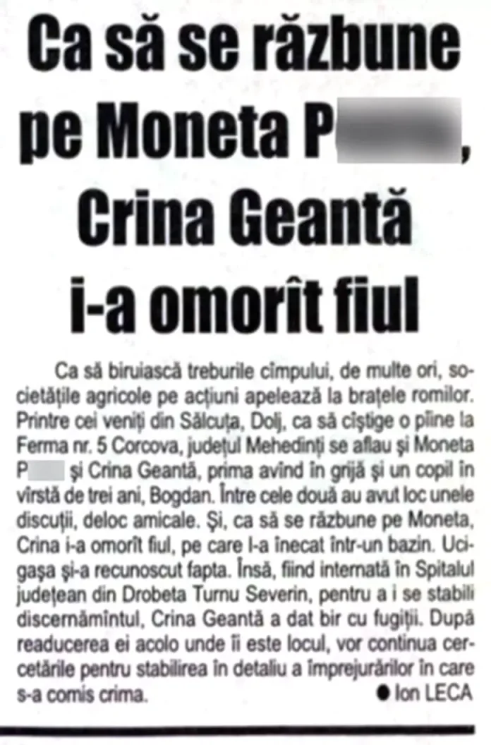 Ucigașii tinerelor: Crina Geantă și Lina Crăciun. Copii înecați din dorința de răzbunare și bebeluși sufocați aruncați în pod. Ucigașii tinerelor: Crina Geantă și Lina Crăciun. Copii înecați din dorința de răzbunare și bebeluși sufocați aruncați în pod.