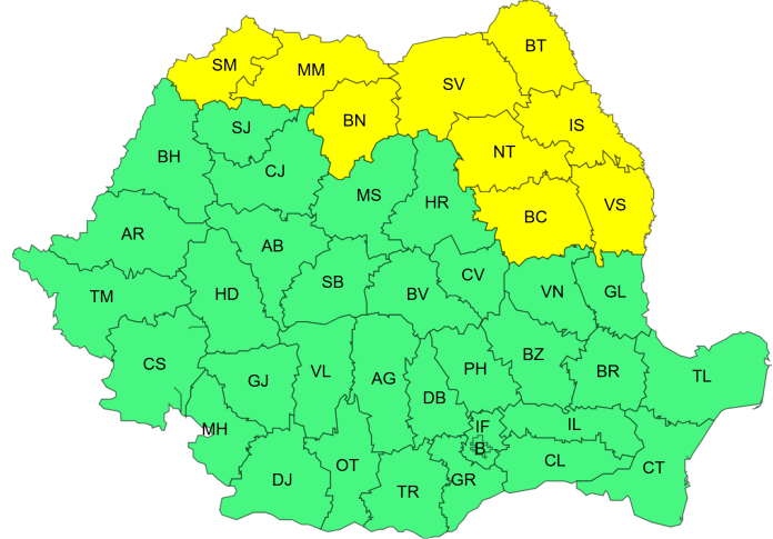 Alertă de furtuni și grindină în numeroase județe, în vigoare până în această noapte. HARTA regiunilor afectate.