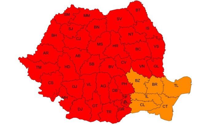 Alertă meteo: Cod roșu de temperaturi extreme în toată țara, cu excepția a șase județe. ANM prognozează temperaturi record.