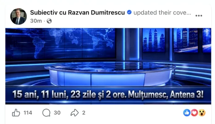 Răzvan Dumitrescu renunță la funcția sa de la Antena 3 CNN, anunț transmis în direct. Răzvan Dumitrescu renunță la funcția sa de la Antena 3 CNN, anunț transmis în direct.