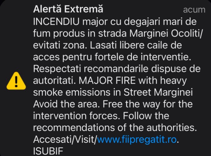 Incendiu de mari dimensiuni în București. Alertă RO-Alert transmisă la 2:12 AM. Imagini cu nori uriași de fum.